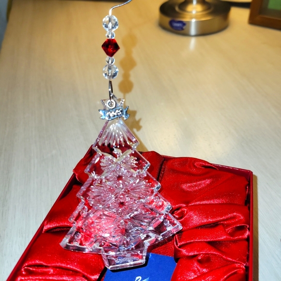 WATERFORD Crystal Christmas Xmas Tree Ornament W/ Enhancer Slovenia NIB - Picture 1 of 9